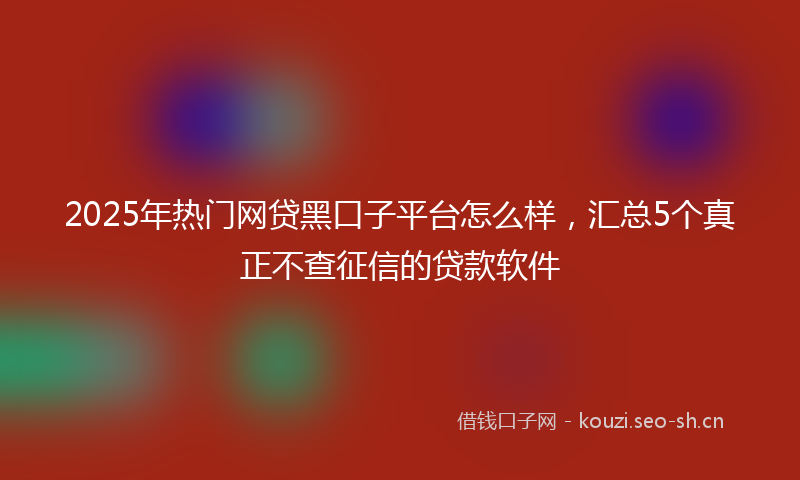 2025年热门网贷黑口子平台怎么样，汇总5个真正不查征信的贷款软件