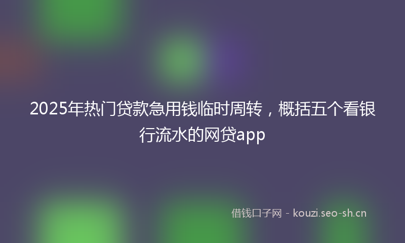 2025年热门贷款急用钱临时周转，概括五个看银行流水的网贷app