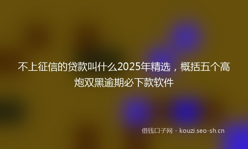 不上征信的贷款叫什么2025年精选,概括五个高炮双黑逾期必下款软件