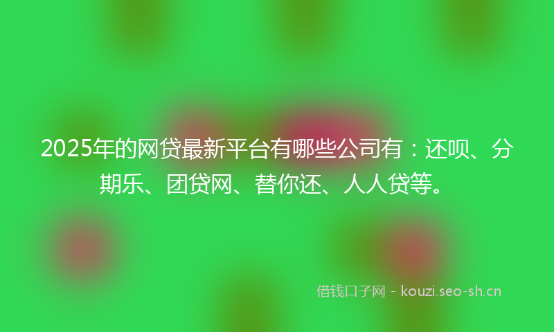 2025年的网贷最新平台有哪些公司有：还呗、分期乐、团贷网、替你还、人人贷等。