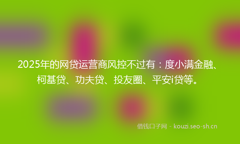 2025年的网贷运营商风控不过有：度小满金融、柯基贷、功夫贷、投友圈、平安i贷等。