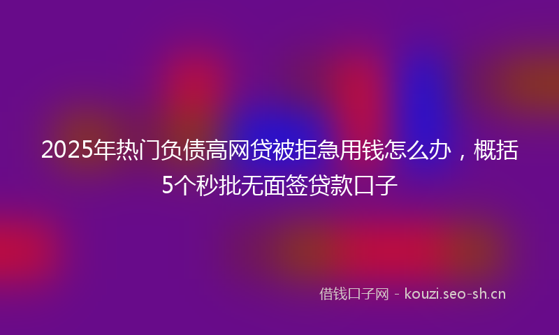 2025年热门负债高网贷被拒急用钱怎么办，概括5个秒批无面签贷款口子