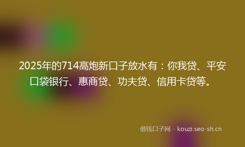 2025年的714高炮新口子放水有：你我贷、平安口袋银行、惠商贷、功夫贷、信用卡贷等。