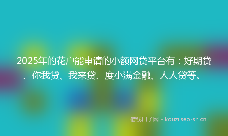 2025年的花户能申请的小额网贷平台有：好期贷、你我贷、我来贷、度小满金融、人人贷等。