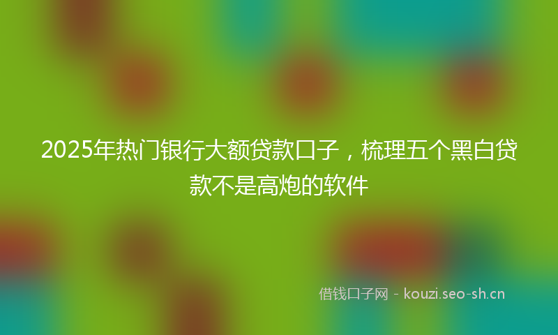 2025年热门银行大额贷款口子，梳理五个黑白贷款不是高炮的软件