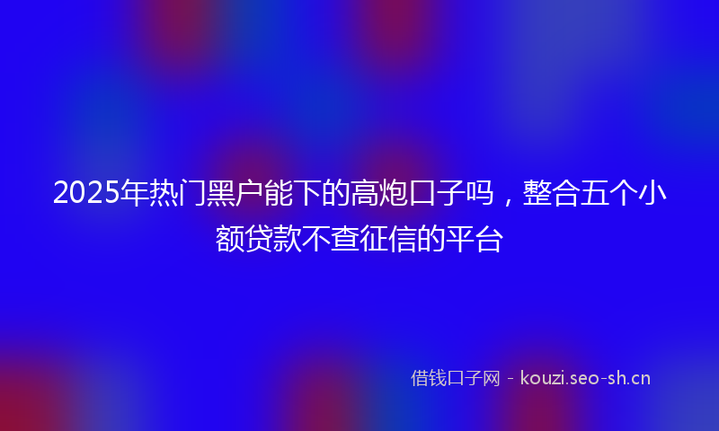 2025年热门黑户能下的高炮口子吗，整合五个小额贷款不查征信的平台