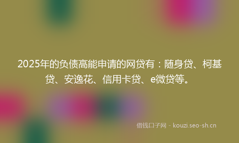 2025年的负债高能申请的网贷有：随身贷、柯基贷、安逸花、信用卡贷、e微贷等。