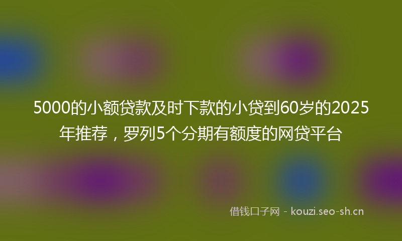 5000的小额贷款及时下款的小贷到60岁的2025年推荐，罗列5个分期有额度的网贷平台