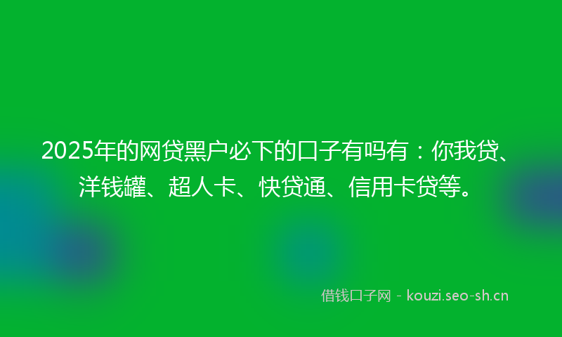 2025年的网贷黑户必下的口子有吗有:你我贷、洋钱罐、超人卡、快贷通、信用卡贷等。