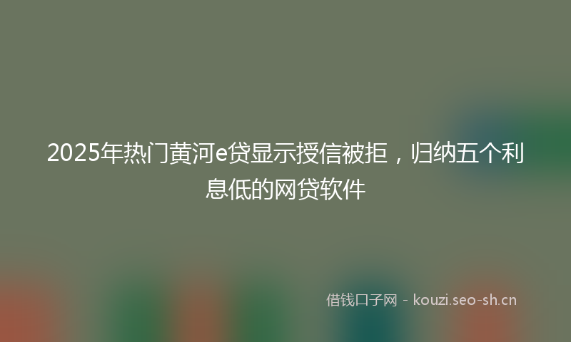 2025年热门黄河e贷显示授信被拒,归纳五个利息低的网贷软件