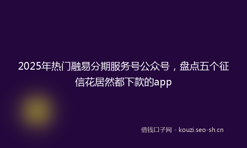 2025年热门融易分期服务号公众号，盘点五个征信花居然都下款的app