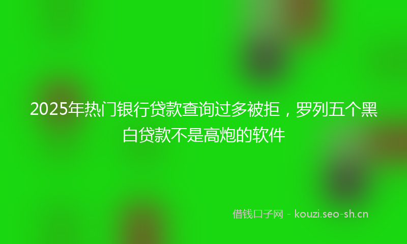 2025年热门银行贷款查询过多被拒，罗列五个黑白贷款不是高炮的软件
