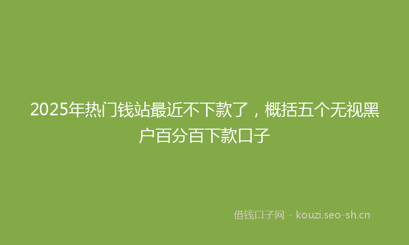 2025年热门钱站最近不下款了，概括五个无视黑户百分百下款口子