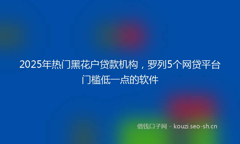 2025年热门黑花户贷款机构，罗列5个网贷平台门槛低一点的软件