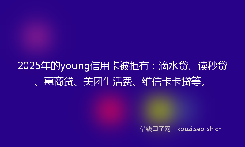 2025年的young信用卡被拒有：滴水贷、读秒贷、惠商贷、美团生活费、维信卡卡贷等。