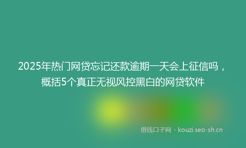 2025年热门网贷忘记还款逾期一天会上征信吗，概括5个真正无视风控黑白的网贷软件