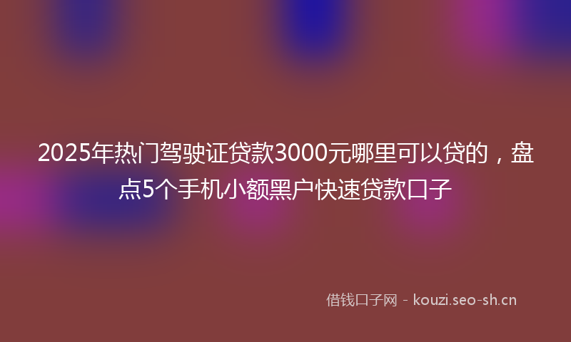 2025年热门驾驶证贷款3000元哪里可以贷的，盘点5个手机小额黑户快速贷款口子