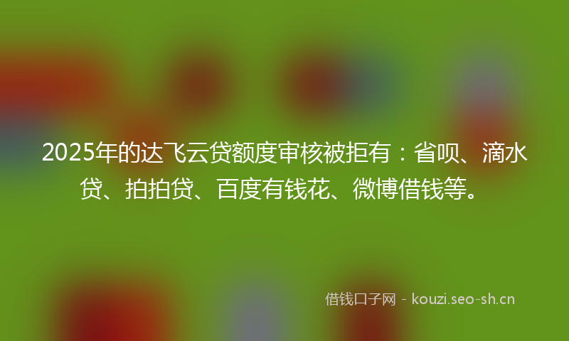 2025年的达飞云贷额度审核被拒有：省呗、滴水贷、拍拍贷、百度有钱花、微博借钱等。