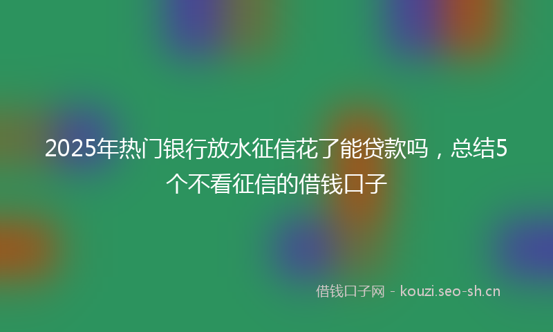 2025年热门银行放水征信花了能贷款吗，总结5个不看征信的借钱口子