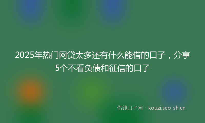 2025年热门网贷太多还有什么能借的口子,分享5个不看负债和征信的口子
