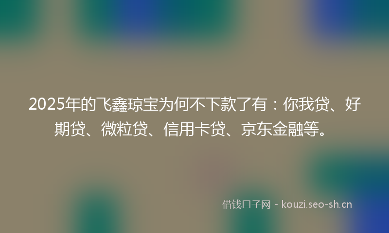 2025年的飞鑫琼宝为何不下款了有:你我贷、好期贷、微粒贷、信用卡贷、京东金融等。