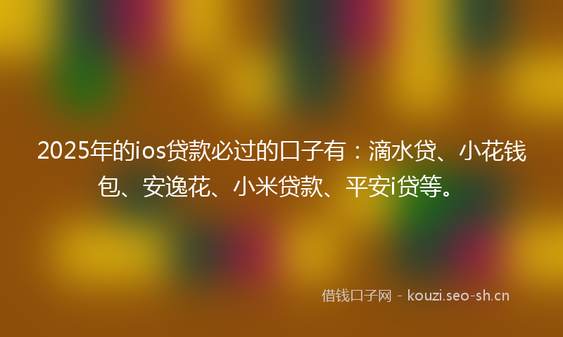 2025年的ios贷款必过的口子有：滴水贷、小花钱包、安逸花、小米贷款、平安i贷等。