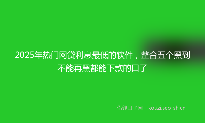 2025年热门网贷利息最低的软件，整合五个黑到不能再黑都能下款的口子