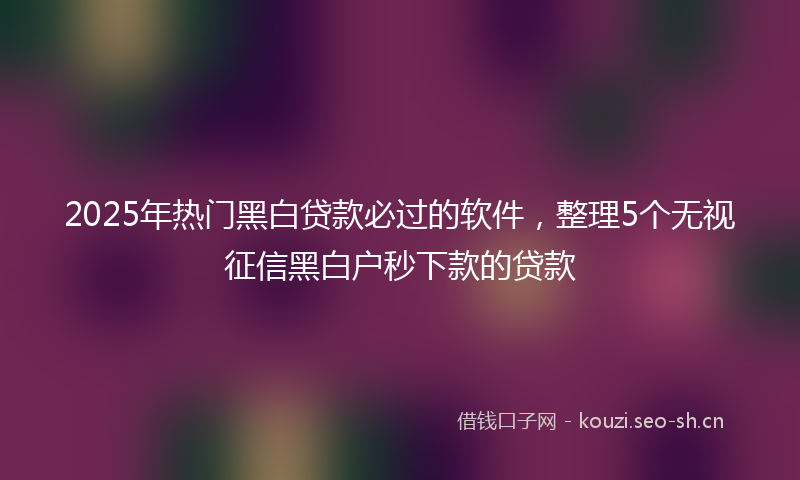 2025年热门黑白贷款必过的软件，整理5个无视征信黑白户秒下款的贷款