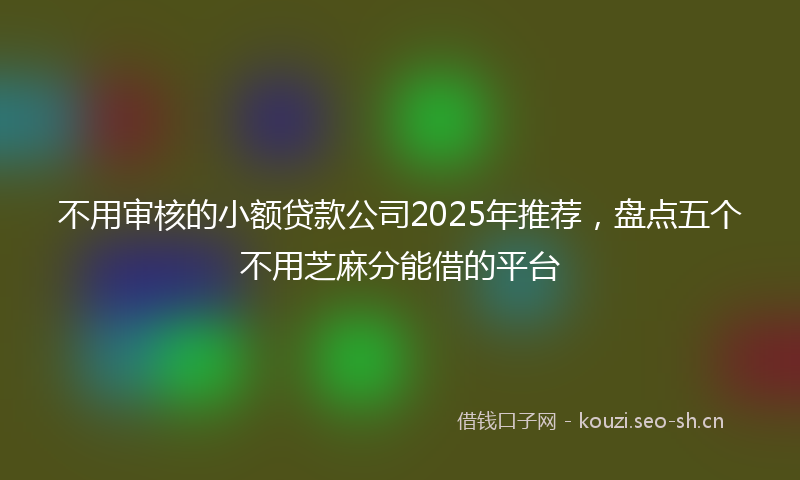 不用审核的小额贷款公司2025年推荐，盘点五个不用芝麻分能借的平台