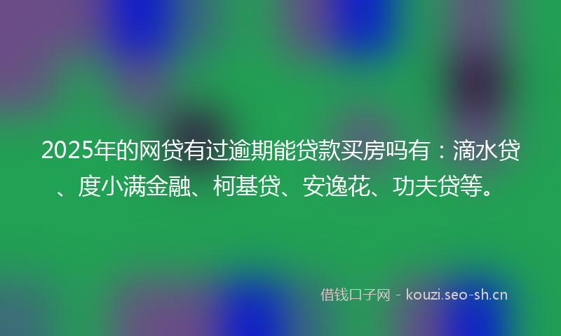 2025年的网贷有过逾期能贷款买房吗有：滴水贷、度小满金融、柯基贷、安逸花、功夫贷等。