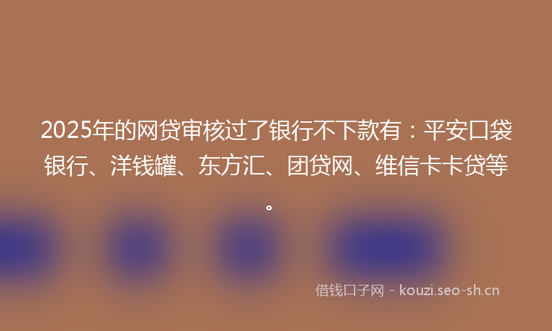 2025年的网贷审核过了银行不下款有：平安口袋银行、洋钱罐、东方汇、团贷网、维信卡卡贷等。
