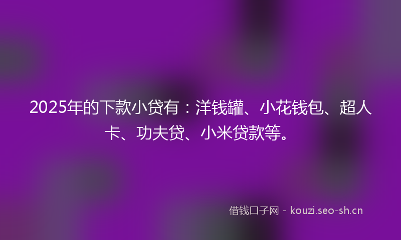 2025年的下款小贷有：洋钱罐、小花钱包、超人卡、功夫贷、小米贷款等。