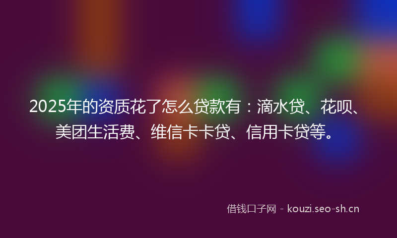 2025年的资质花了怎么贷款有：滴水贷、花呗、美团生活费、维信卡卡贷、信用卡贷等。