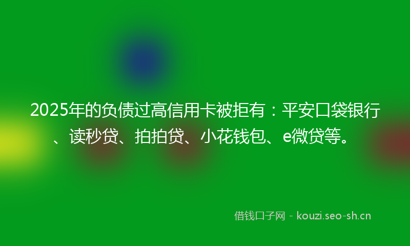 2025年的负债过高信用卡被拒有：平安口袋银行、读秒贷、拍拍贷、小花钱包、e微贷等。