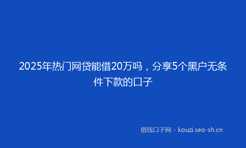 2025年热门网贷能借20万吗,分享5个黑户无条件下款的口子