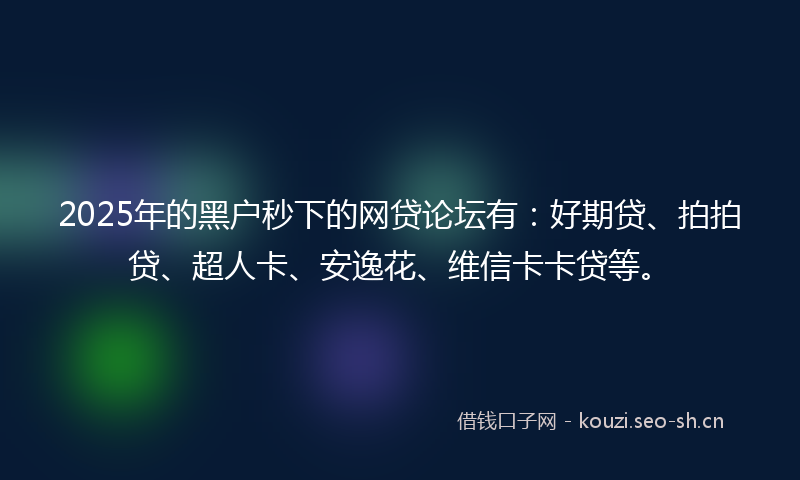 2025年的黑户秒下的网贷论坛有：好期贷、拍拍贷、超人卡、安逸花、维信卡卡贷等。