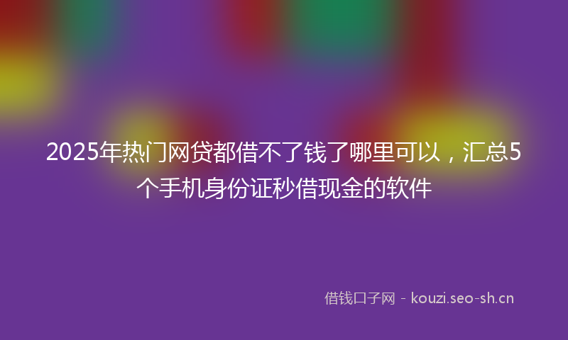 2025年热门网贷都借不了钱了哪里可以，汇总5个手机身份证秒借现金的软件