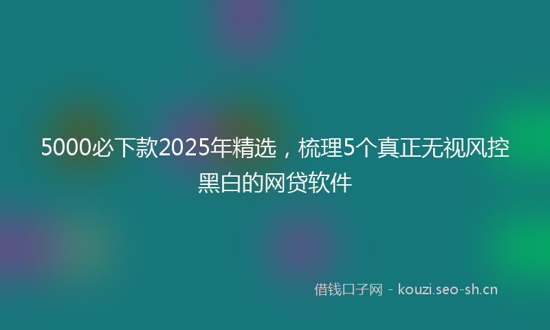 5000必下款2025年精选，梳理5个真正无视风控黑白的网贷软件