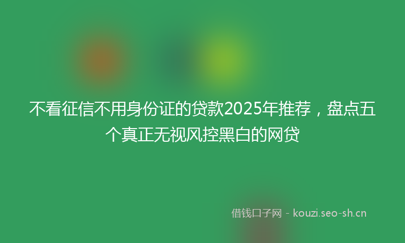 不看征信不用身份证的贷款2025年推荐，盘点五个真正无视风控黑白的网贷