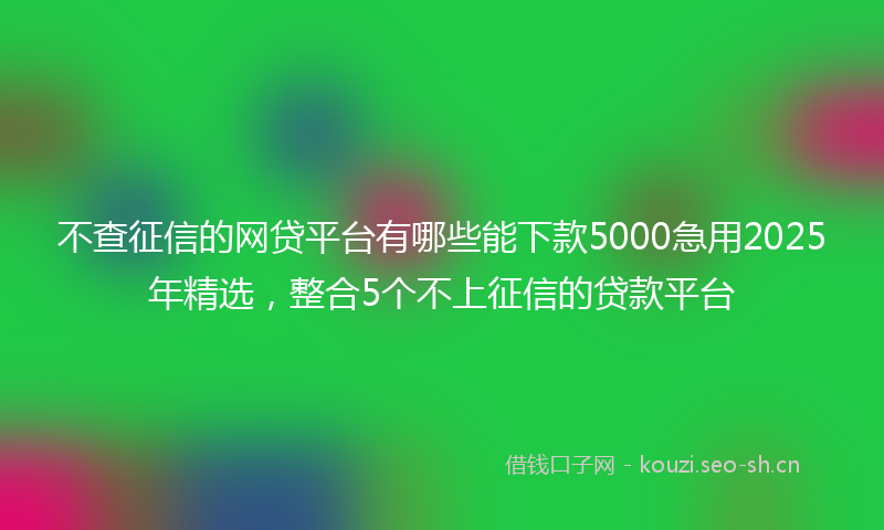 不查征信的网贷平台有哪些能下款5000急用2025年精选，整合5个不上征信的贷款平台