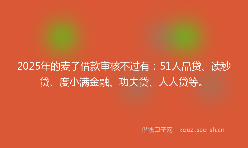 2025年的麦子借款审核不过有：51人品贷、读秒贷、度小满金融、功夫贷、人人贷等。
