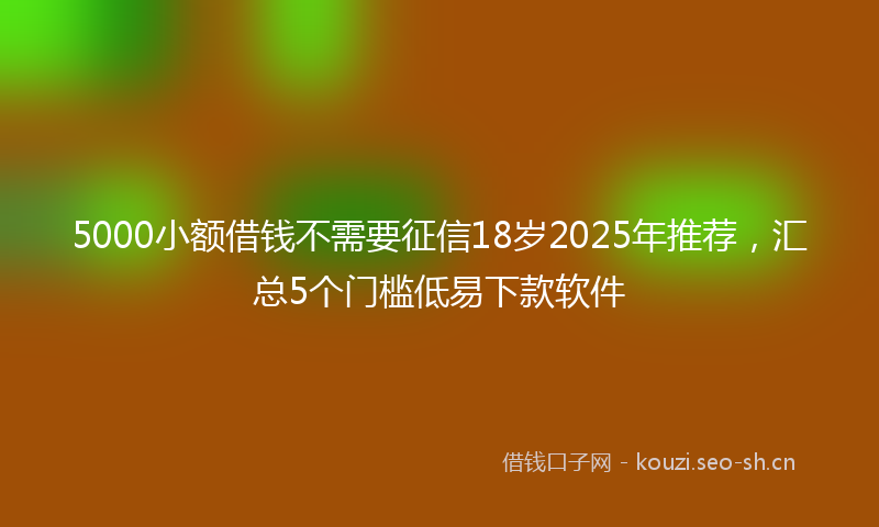 5000小额借钱不需要征信18岁2025年推荐,汇总5个门槛低易下款软件