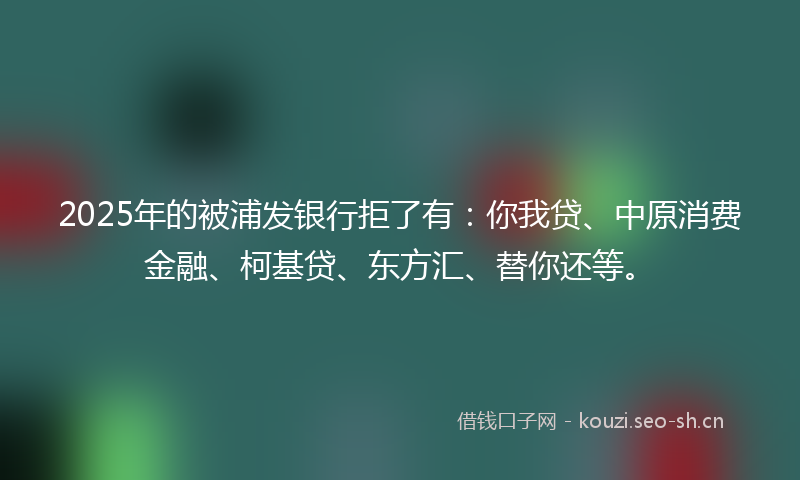 2025年的被浦发银行拒了有：你我贷、中原消费金融、柯基贷、东方汇、替你还等。