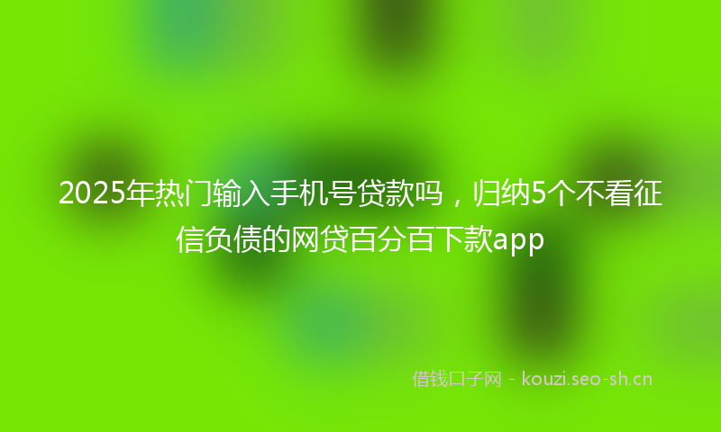 2025年热门输入手机号贷款吗，归纳5个不看征信负债的网贷百分百下款app