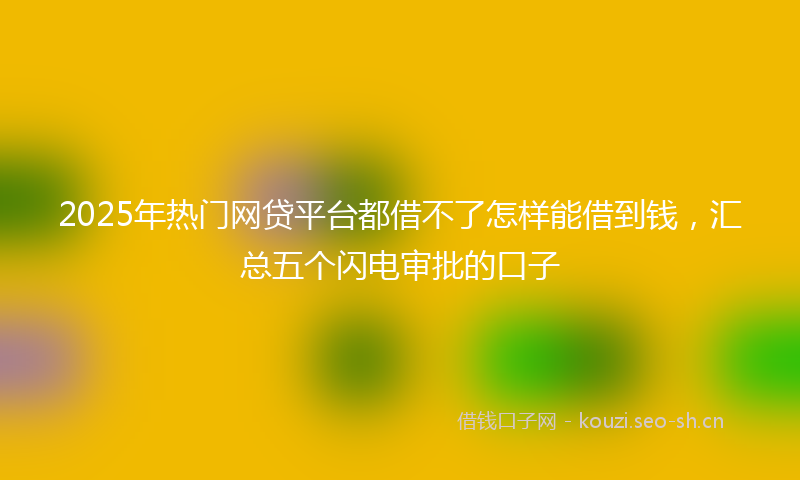 2025年热门网贷平台都借不了怎样能借到钱，汇总五个闪电审批的口子