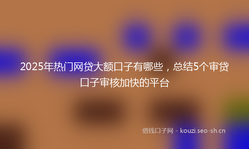 2025年热门网贷大额口子有哪些，总结5个审贷口子审核加快的平台