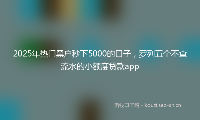2025年热门黑户秒下5000的口子，罗列五个不查流水的小额度贷款app