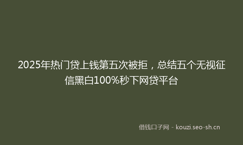 2025年热门贷上钱第五次被拒，总结五个无视征信黑白100%秒下网贷平台