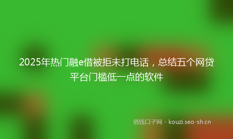2025年热门融e借被拒未打电话,总结五个网贷平台门槛低一点的软件