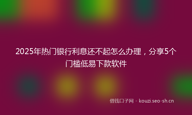 2025年热门银行利息还不起怎么办理，分享5个门槛低易下款软件